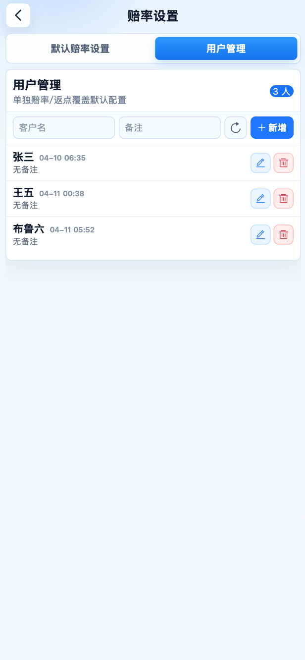 H5 移动端用户管理界面截图